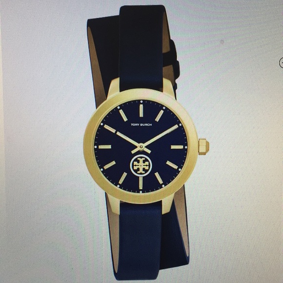Jewelry - Tori Burch Double Wrap Navy/Gold Leather Wrap